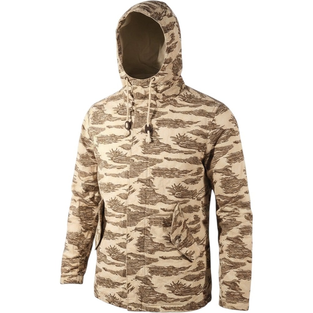 H&M Divided Tiger Stripe Jacket Mens Medium Camouflage Hooded Anorak Army Camo